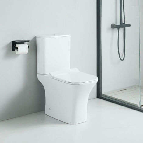 Stano. – Toilette WC broyeur Rimless en céramique blanche – Abattant Soft Close – Chasse d'eau double 6/3L – Dimensions 650x340x770mm