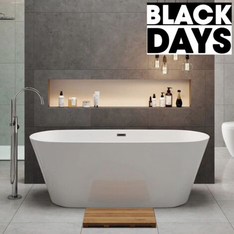 Stano. – Baignoire îlot ovale 171 cm en acrylique renforcé – Finition blanche brillante – Fond antidérapant pour sécurité et confort