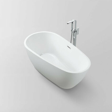 Stano. – Baignoire îlot ovale 150 cm – Acrylique sanitaire Résicryl® renforcé – Monocoque rigide – Finition blanche brillante – Capacité 175L