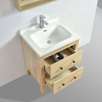 Meuble salle de bain simple vasque sur pieds 60 cm TYPO chêne - Marron