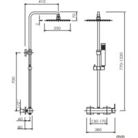 Sanycces – Colonne de douche thermostatique noire mat – Tête de douche 30 cm – Cartouche thermostatique VERNET® – Installation murale