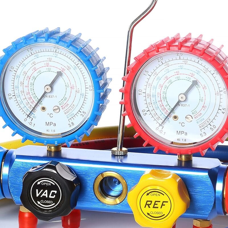 Vakuumpumpe Einstufig mit 4-Wege-Verteiler-Manometer Set online kaufen 