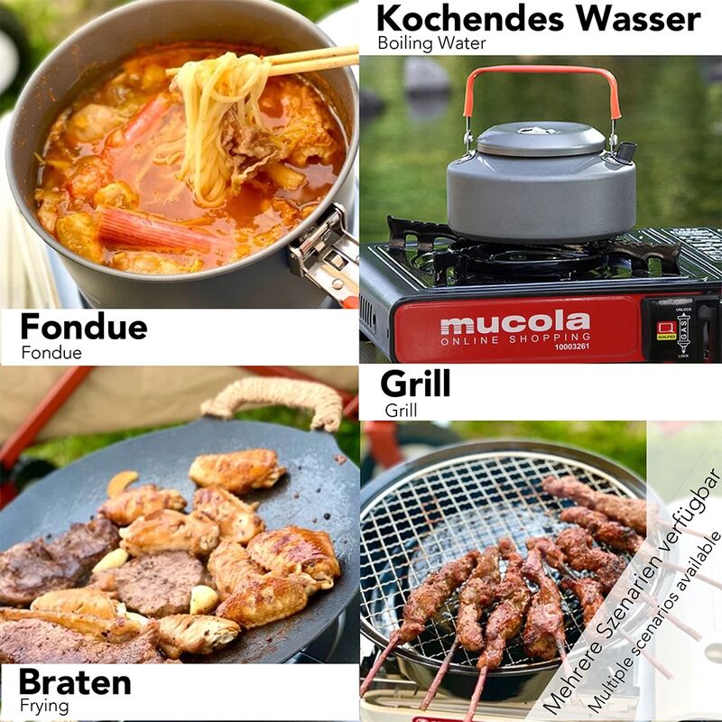 Gaskocher 4 Flammig Campingkocher Kochfeld Gas 10 KW Kocher Herd Outdoor XL 50 E - Foto 8