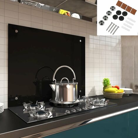 Küchenrückwand Spritzschutz Fliesenspiegel Küche Wandschutz Glas 6mm ESG Schwarz - 120x60CM