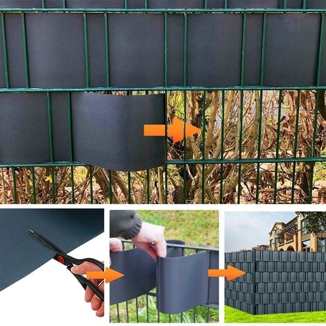 Froadp 10 Stück Hart PVC Sichtschutzstreifen 2,5m x 19cm Sichtschutz Windschutz Garten für Doppelstabmattenzaun Zaun Zaunsichtschutz grün