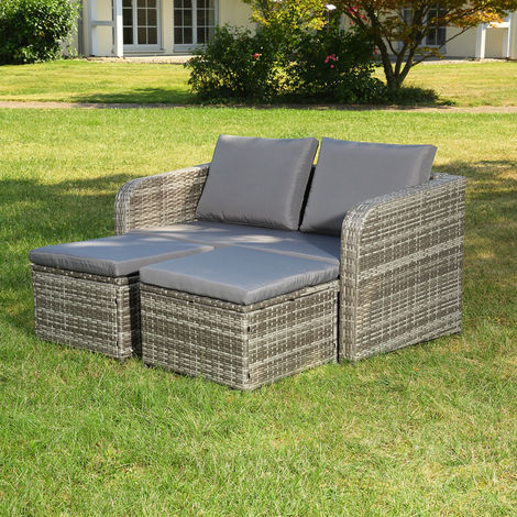 Poly Rattan Gartenset grau Rattanmöbel Lounge Sitzgruppe Garten Essgeruppe