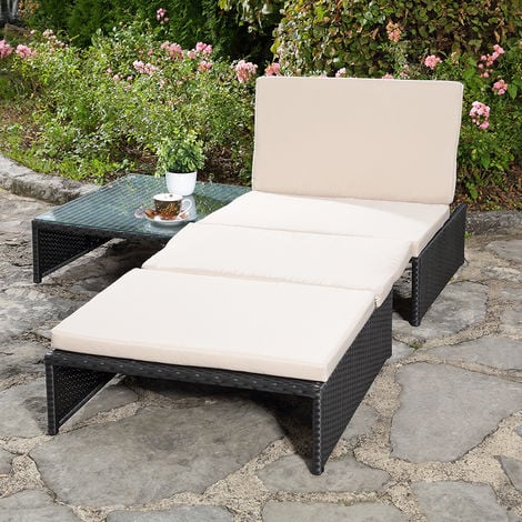 Lounge Sitzgarnitur Gartenset Gartenmöbel GartenSitzgruppe 2 Sessel Tisch Rattan