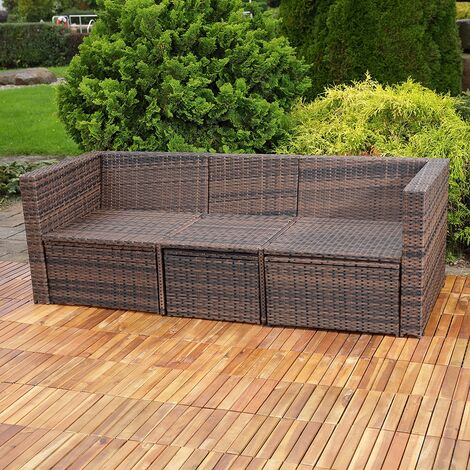 Lounge Gartenset Rattanmöbel Polyrattan Sitzmöbel Set Sofa Tisch 2 Hocker braun