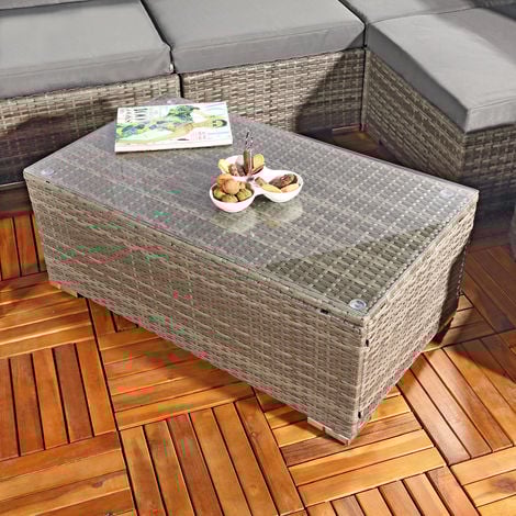Gartengarnitur Sitzgruppe Lounge Garten Ecksofa Tisch Rattanmöbel grau 5tlg.