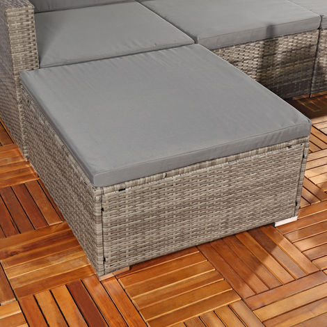 Gartengarnitur Sitzgruppe Lounge Garten Ecksofa Tisch Rattanmöbel grau 5tlg.