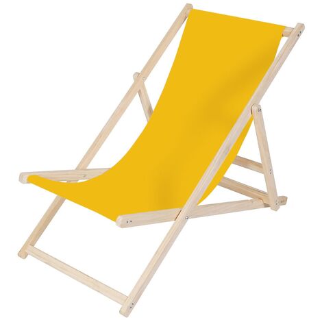 Strandliege Liegestuhl Gartenliege Klappbar Sonnenliege Holz Faltbar Gelb Outdoor-Möbel Erholung Terrasse verstellbare Rückenlehne Armlehnen (1/5)