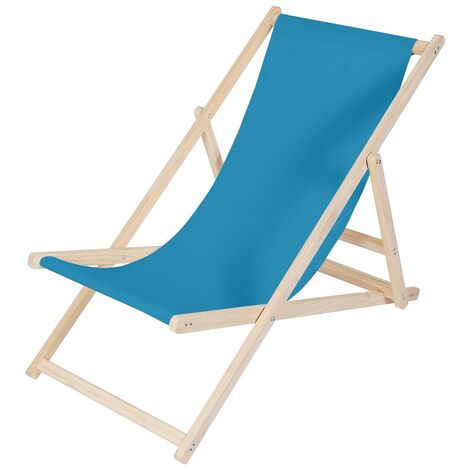 Strandliege Liegestuhl Gartenliege Klappbar Sonnenliege Holz Faltbar Blau Outdoor-Möbel Erholung Terrasse verstellbare Rückenlehne Armlehnen (1/5)