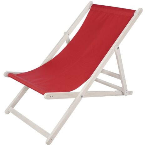 Strandliege Liegestuhl Weiß Gartenliege Klappbar Sonnenliege Holz Strandstuhl Balkonliege Terrasse Freizeitliege Möbel Campingliege Holzliege - Rot (1/5)