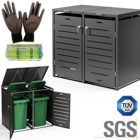 Mülltonnenbox 2er Mülltonnenverkleidung Mülltonnenhaus Abfallbehälter Müllbox
