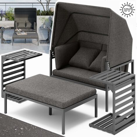 Mucola Gartenliege Aluminium Sonnenliege inkl. Sonnendach wetterfest Strandkorb Liegebett Terrassenmöbel Gartensofa Sonnenbett Outdoor-Liege (1/5)