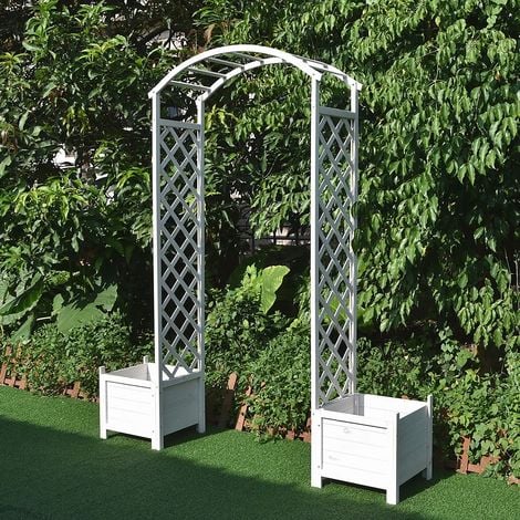 Rosenbogen Weiß Rankhilfe Blumenkübel Torbogen Spalier Rankgitter Holz