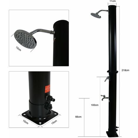 Douche Solaire Camp4 20 Litres - Camping, Jardin - Portable Avec Pommeau - Olive/vert