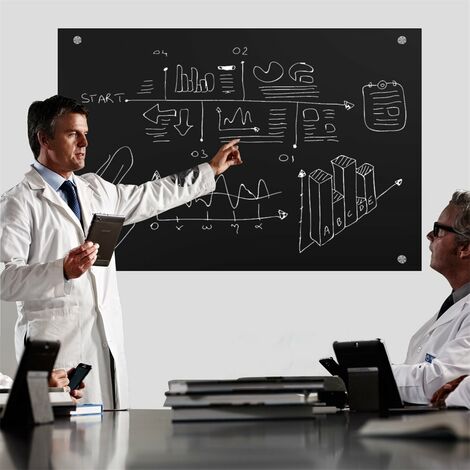 Whiteboard Memoboard Glasboard ESG Sicherheitsglas Schwarz Wandtafel Glastafel Pinnwand Edelstahl - 100x50