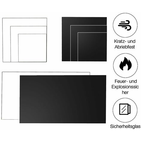 Kaminglas Tischplatte Bodenplatte Funkenschutz ESG Sicherheitsglas Klarglas Schwarz Ofenglas Glasplatte Kaminplatte Glasscheibe Vorleg - 80x80cm