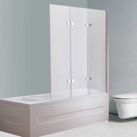140x130CM Glas Badewannenaufsatz Badewannen Duschabtrennung Badewannenfaltwand
