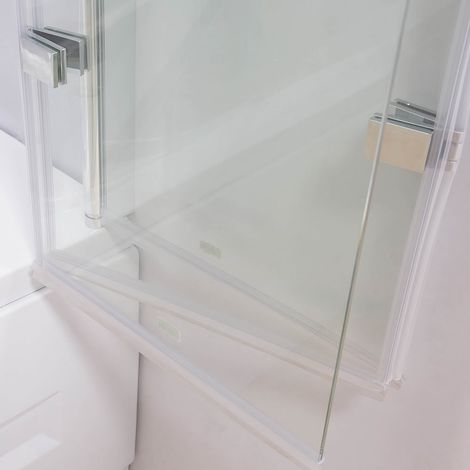 140x130CM Glas Badewannenaufsatz Badewannen Duschabtrennung Badewannenfaltwand