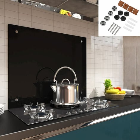 Küchenrückwand Spritzschutz Fliesenspiegel Küche Wandschutz Glas 6mm ESG  Schwarz - 70x40CM