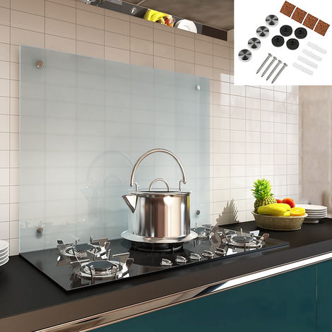 Küchenrückwand Spritzschutz Fliesenspiegel Küche Wandschutz Glas 6mm ESG Milchglas - 120x60CM