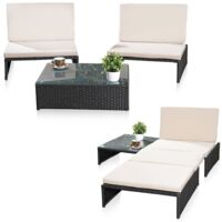Lounge Sitzgarnitur Gartenset Gartenmöbel GartenSitzgruppe 2 Sessel Tisch Rattan