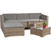 Gartengarnitur Sitzgruppe Lounge Garten Ecksofa Tisch Rattanmöbel grau 5tlg.