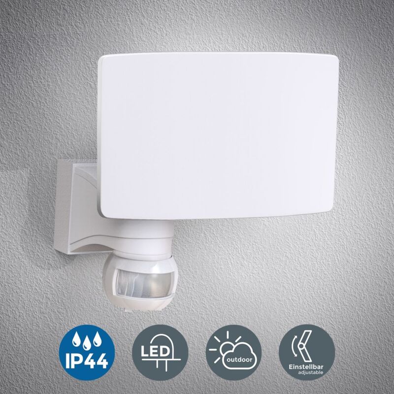 LED Außenleuchte Wand-Leuchte 20W Sensor WEISS Hausbeleuchtung IP44 Bewegungsmelder