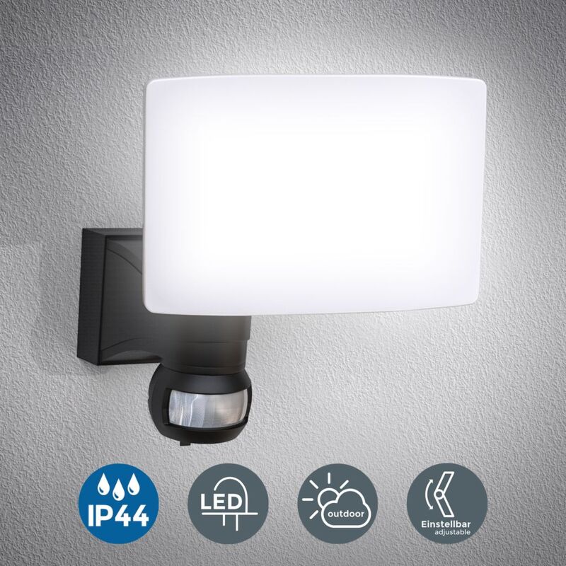 20W Schwarz Bewegungsmelder Sensor IP44 Hausbeleuchtung Wand-Leuchte LED Außenleuchte
