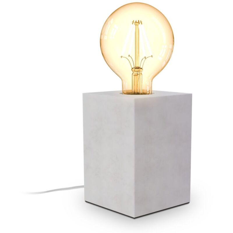 Sockel Lampe E27 Leuchte Zement Beton Deko modernes Design Tischlampe Zuleitung 