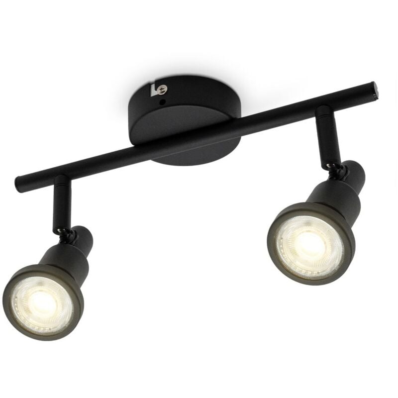 Netzsicher! Deckenleuchte Bad Decken-Strahler LED IP44 Schwarz Spot Badezimmer-Lampe 2x GU10