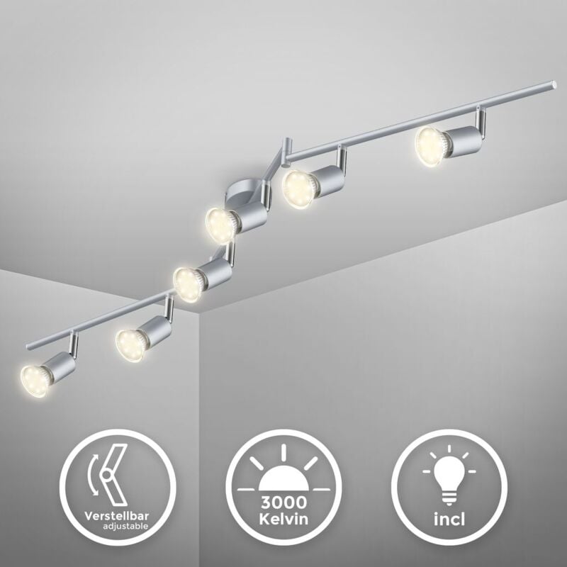 LED Deckenlampe Wohnzimmer schwenkbar GU10 Metall Decken-Spot Leuchte 6- flammig