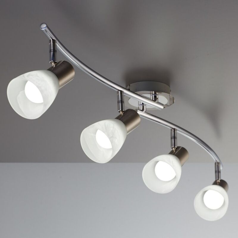Metall LED 4-flammig Wohnzimmer Deckenlampe Leuchte E14 Spot Glas schwenkbar