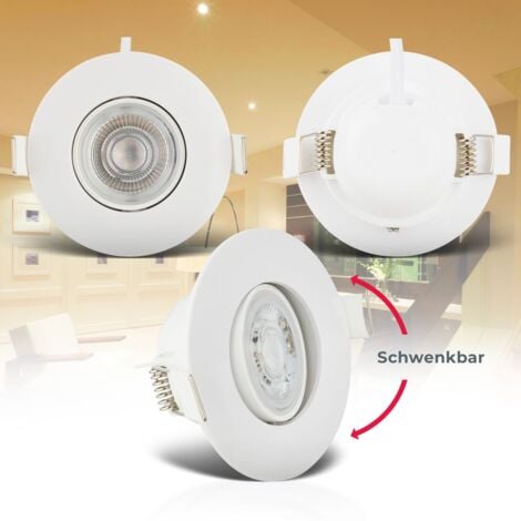 Einbaustrahler 68mm 6er Set - 230V, 4,9W, 480lm, LED, IP65, warmweiß, weiß
