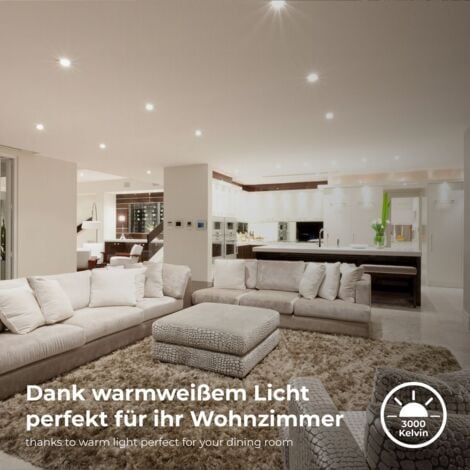Einbaustrahler 68mm 6er Set - 230V, 4,9W, 480lm, LED, IP65, warmweiß, weiß