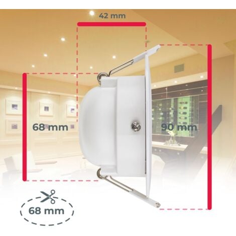 Einbaustrahler 68mm 6er Set - 230V, 4,9W, 480lm, LED, IP65, warmweiß, weiß