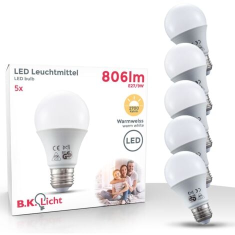 Birne E-27 Glühbirne Leuchtmittel 5 LED-Tropfen-Lampen E27 5W warmweiß 400lm 