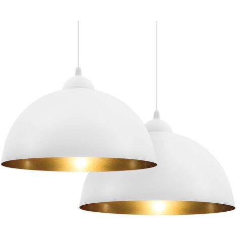 2x Pendelleuchte schwarz/weiß-gold Hänge-Leuchte Decken-Lampe Küche Esszimmer