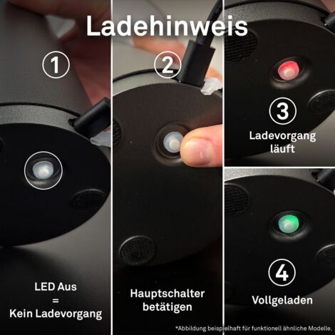 LED Akku-Tischleuchte Tischlampe für innen außen Garten USB IP44 weiß Pilz