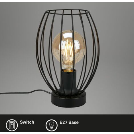 Tischleuchte Kabelschalter Drahtgestellt 1xE27 60W schwarz Metall Briloner