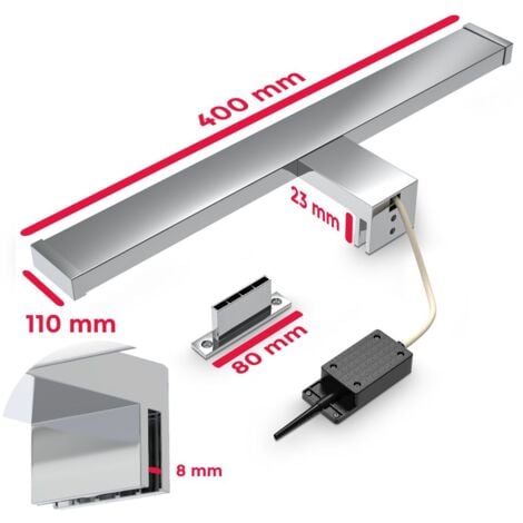 Spiegelleuchte - 7W, 600lm, LED, 2 in 1 Montage, 40cm, neutralweiß, chrom