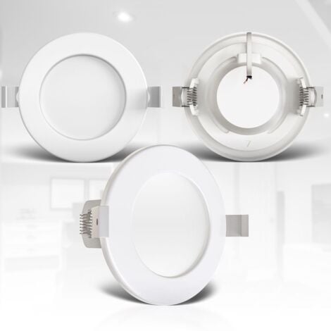 Einbauspot 100mm 3er Set - 230V, 6W, 450lm, LED, IP44, warmweiß, weiß