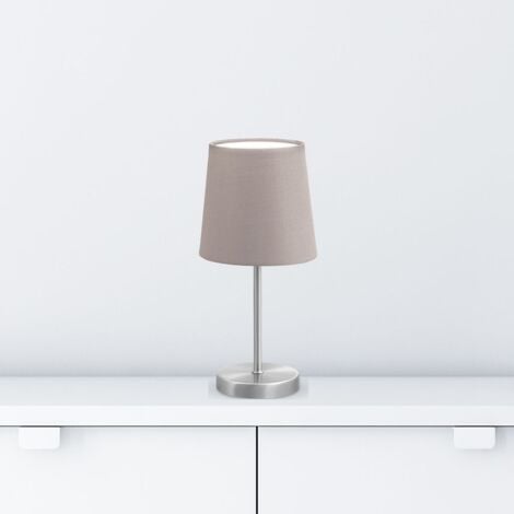 LED Tischleuchte Stoff Wohnzimmerlampen E14 Nachttisch-Leuchte taupe Dekolampe