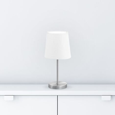 E14 Tischlampe Dekoleuchte Nachttisch-Leuchte weiß Wohnzimmerlampen LED Stoff