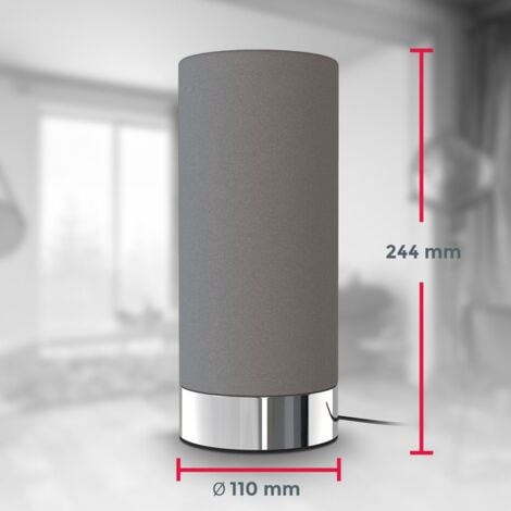 Nachttischlampe - touch, dimmbar, mit Stecker, E14 Fassung, grau