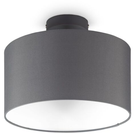 Deckenleuchte Wohnzimmer Grau E27 Deckenlampe LED Stoffschirm Schlafzimmer 30cm