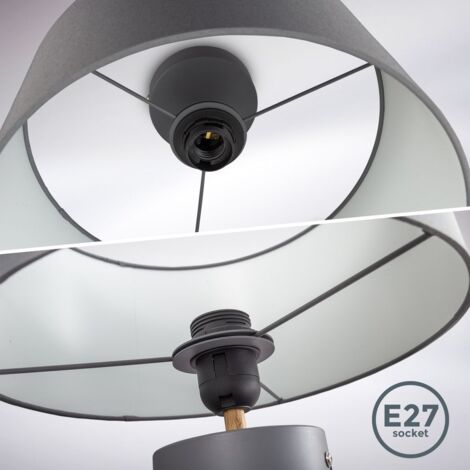 LED Deckenleuchte Stoffschirm Grau E27 Deckenlampe Wohnzimmer Schlafzimmer  30cm