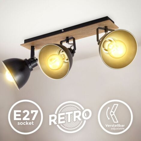 Spotlampe Vintage Flur Holz Deckenleuchte E27 Wohnzimmer Industrie LED Retro